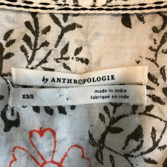 Anthropologie Floral Pattern With Embroidery Button Down Shirt Size S - Picture 6 of 7
